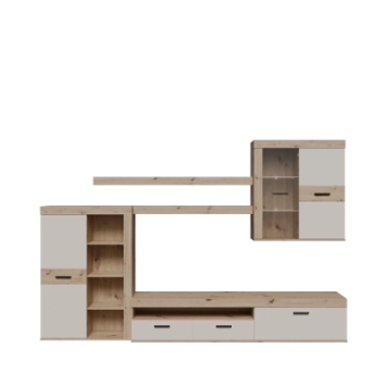 Mueble Salón Apilable ADAM Roble y Blanco con Vitrina | Barimueble 2