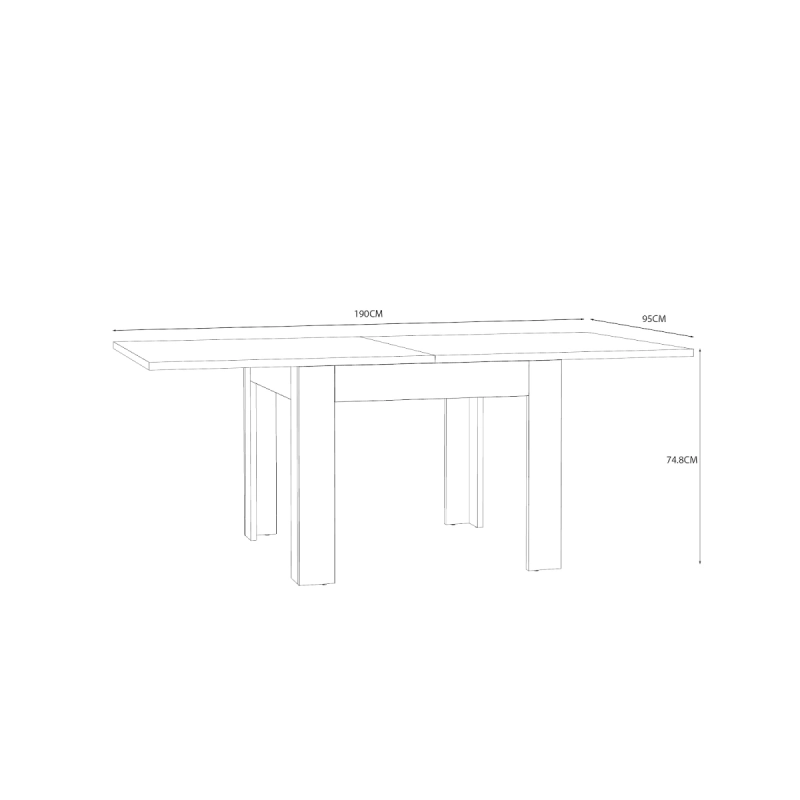 Mesa Comedor Extensible HYDRA 95-190cm Roble Artisan | Barimueble