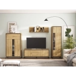 Vitrina Alta ELIO Roble y Negro con Cristal | Barimueble