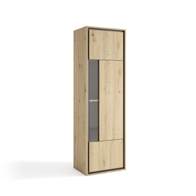 Vitrina Alta ELIO Roble y Negro con Cristal | Barimueble